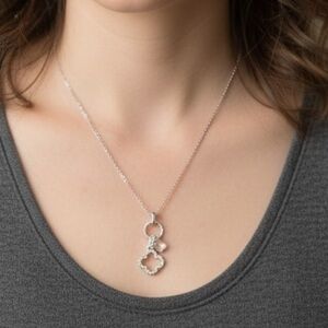Pomina Silver Tone Clover Charm Necklace